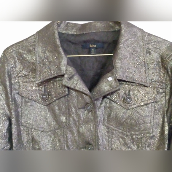 Reba Metallic Look Jacket M fits more like Small - Picture 4 of 4